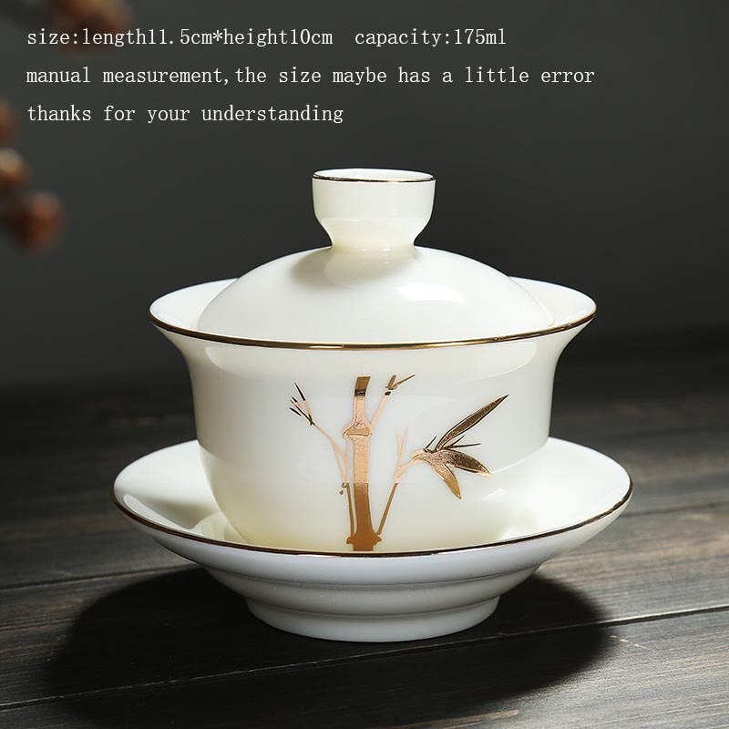 175ml jade porcelæn gaiwan te terrin kontor kung fu te sæt drinkware teware master te skål med låg underkop kit til