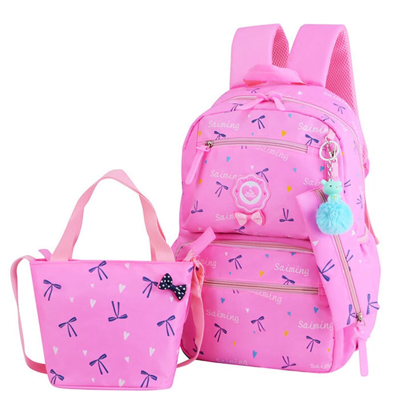 Tiener Meisjes Afdrukken Reizen Rugzakken Schooltassen Voor Jongens Orthopedische Rugzak 3 Stks/set Rugzak Schooltas Mochila Infantil: pink