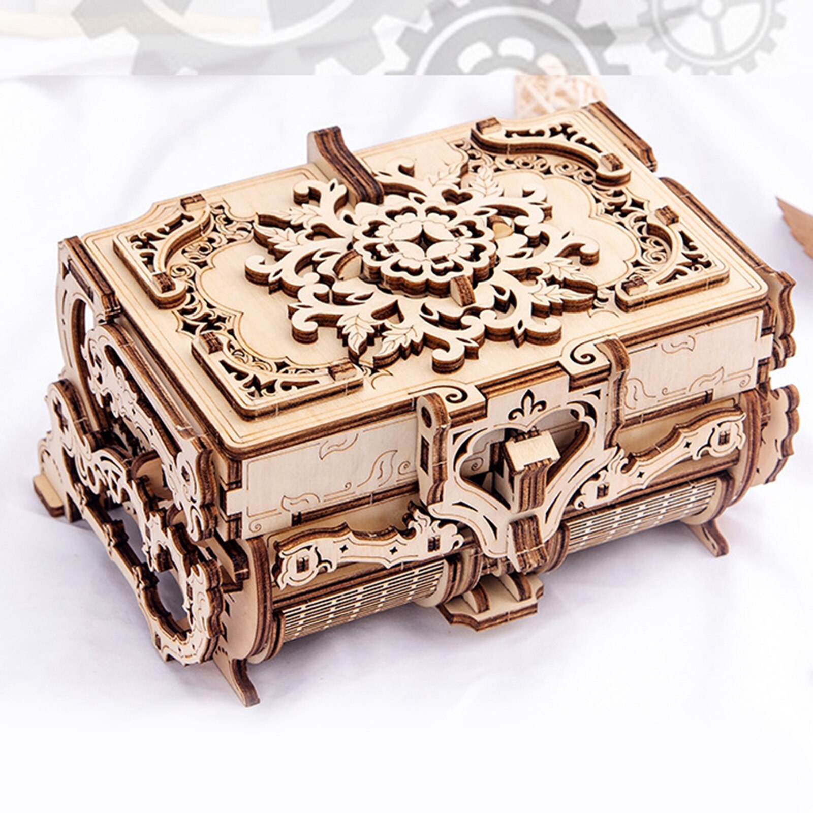 Antieke Doos Houten Puzzel Diy Mechanische 3D Model Building Kit, Mooie Decoratie En Perfect