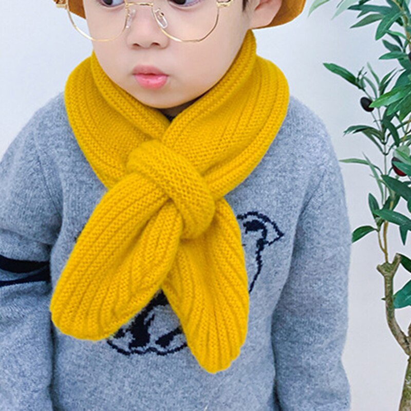 Korean Version Candy-colored Knitting Scarf Children Autumn Winter All-match Baby Warm Woolen Yarn Boys Girls Soft Collars D49