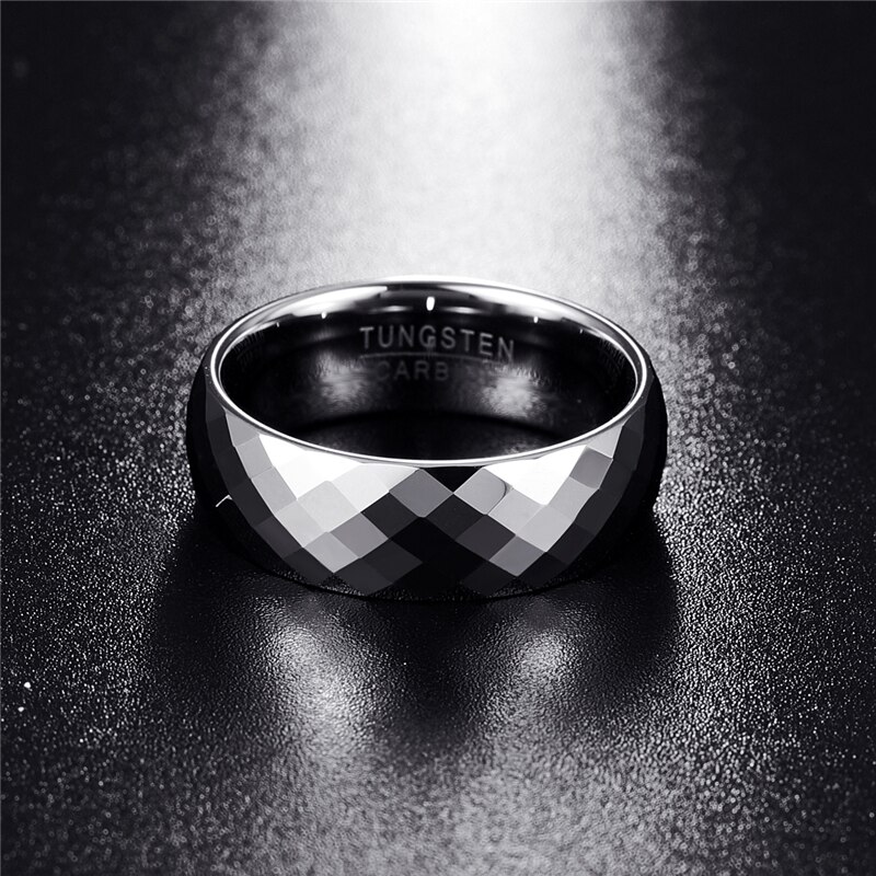 Bague pour hommes, bijoux en carbure de tungstène à facettes multiples, bague 100% pour hommes