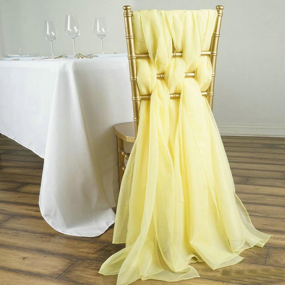 Fancy Chiffon Chair Sashes for Weddings Events Party Decoration Bridal Baby Shower Chair Sash Tulle Chair Tutu Skirt: yellow