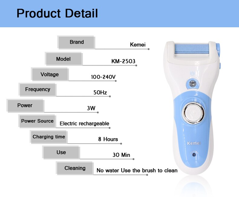 Kemei KM-2503 electric callus remover Top Electric Pedicure Tools Foot Care Tool Pedicure Velvet Smooth Machine Callus Foot file