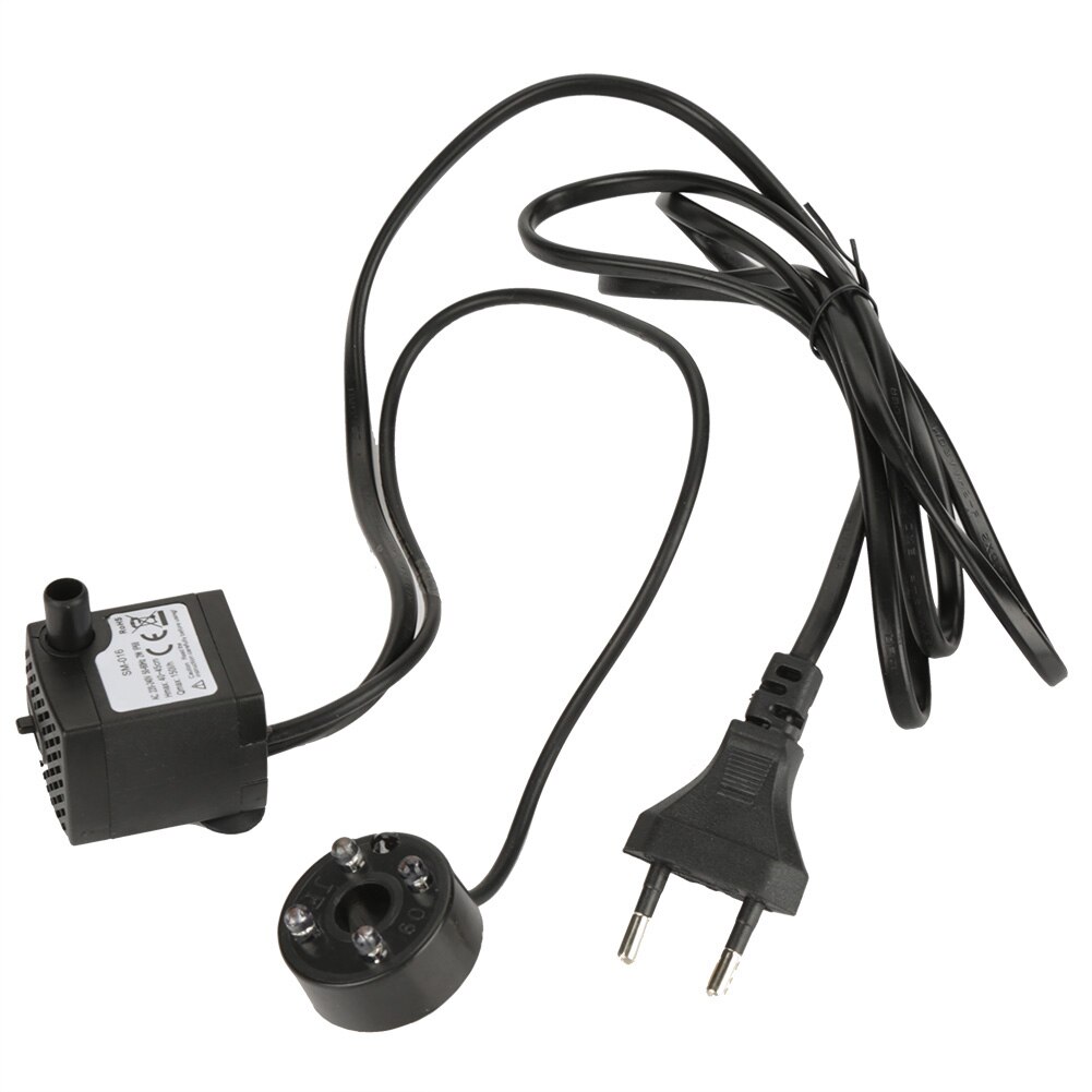 2W Water Pump Fish Tank Pump Aquarium Fountain Submersible Water Pump Silent LED Aquarium Pump Waterproof Fish Pond Water Pump: Eu plug