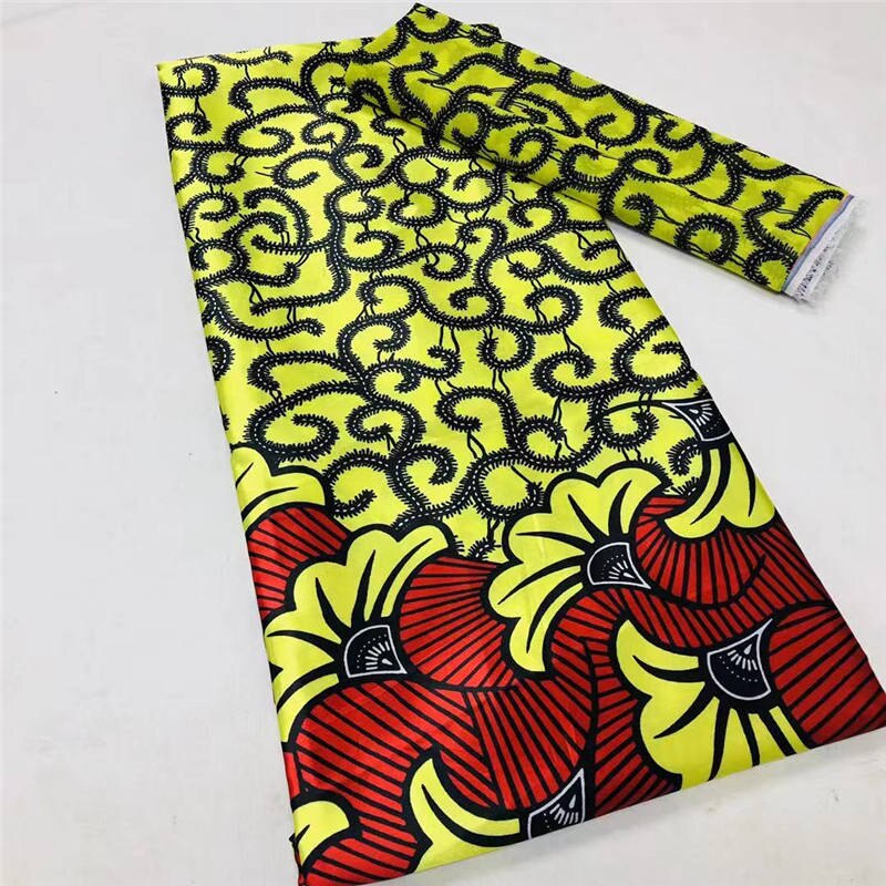 Imitated Satin Silk Wax Materials Soft Nigerian Silk Chiffon Fabric African Fabric Ankara Wax Prints Fabric 4+2 yards: 1