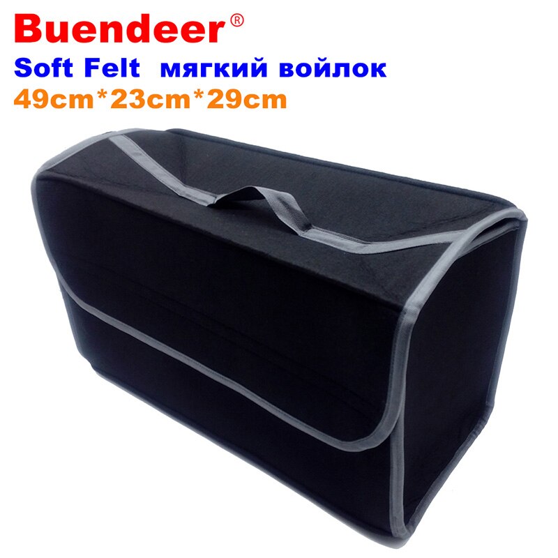 Buendeer auto kofferbak organizer zachte vilt opvouwbare opbergdoos brandwerende organizer auto opbergzak auto opberggereedschap: 49-23-29cm donkergrijs