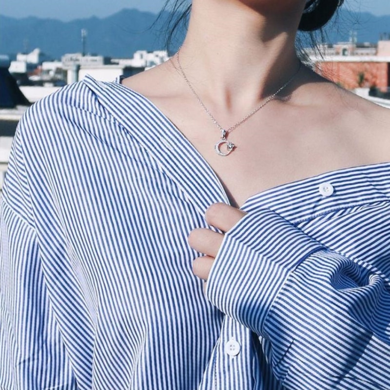 Clavicle Chain Simple Student Forest Star Moon Pendant Short 925 Sterling Silver Temperament Female Necklace SNE130