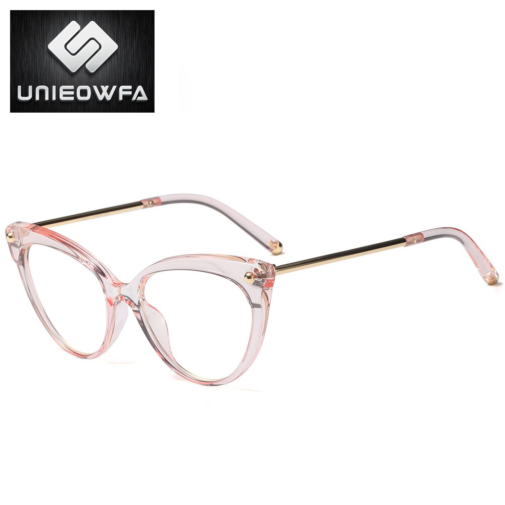 UNIEOWFA Retro Cat Eye Women Glasses Optical Frame Clear Myopia TR90 Big Frame Eyewear Vintage Prescription Eyeglasses Frames: C5
