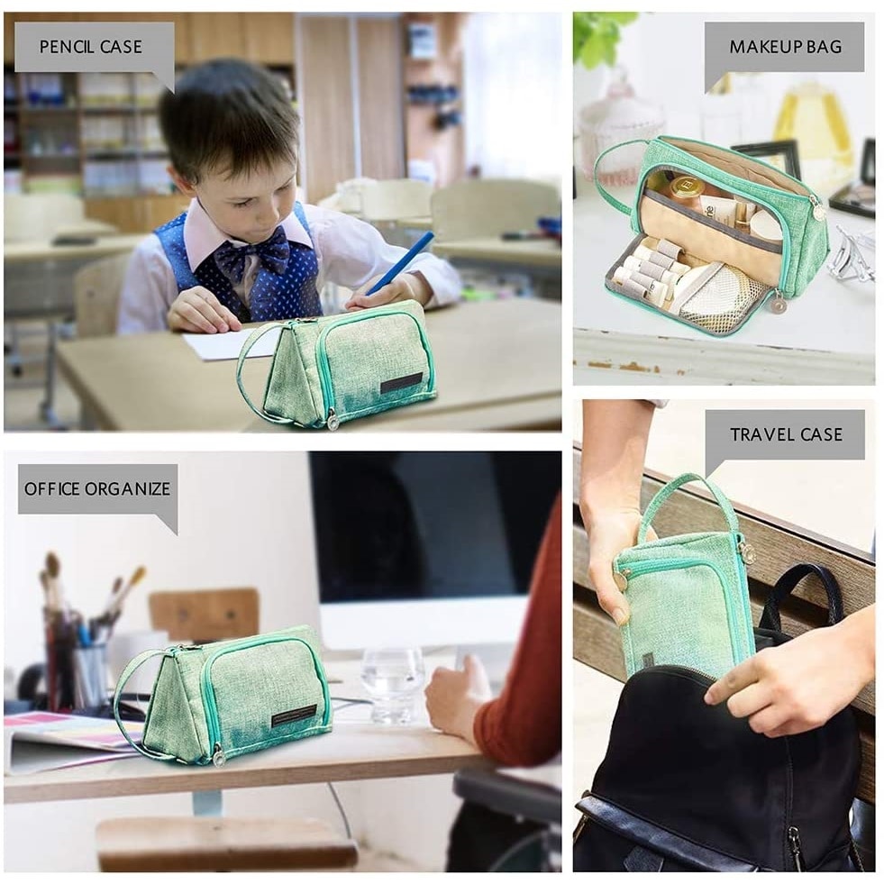Angoo [Pure] Kleur Etui, Multi Slot Pen Zak, grote Opslag Pouch Organizer Voor Briefpapier Cosmetische Reizen Portemonnee A6443