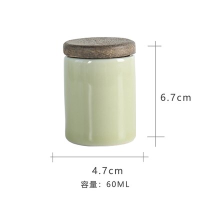 Longquan Celadon Tea Cans Small Portable Mini Tea Box Japanese Style Ceramic Sealed Tea Pot Wooden Lid Tea Set Metal Cover: B