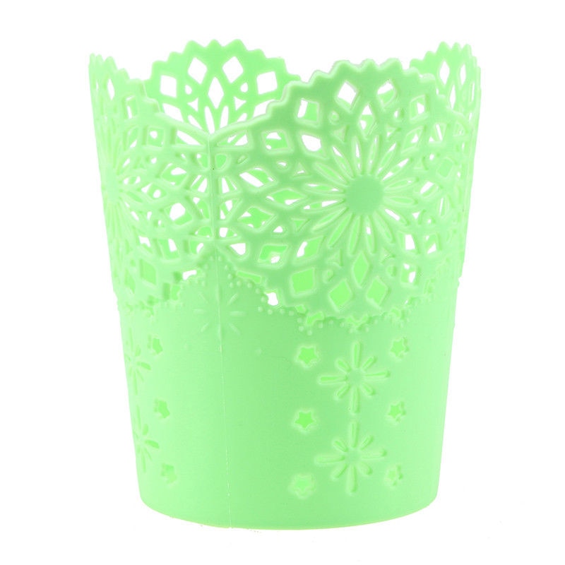 Pot de fleurs en dentelle | Ajouré support de rangement de bureau pour stylos brosses de maquillage, Vase de fleurs: Green