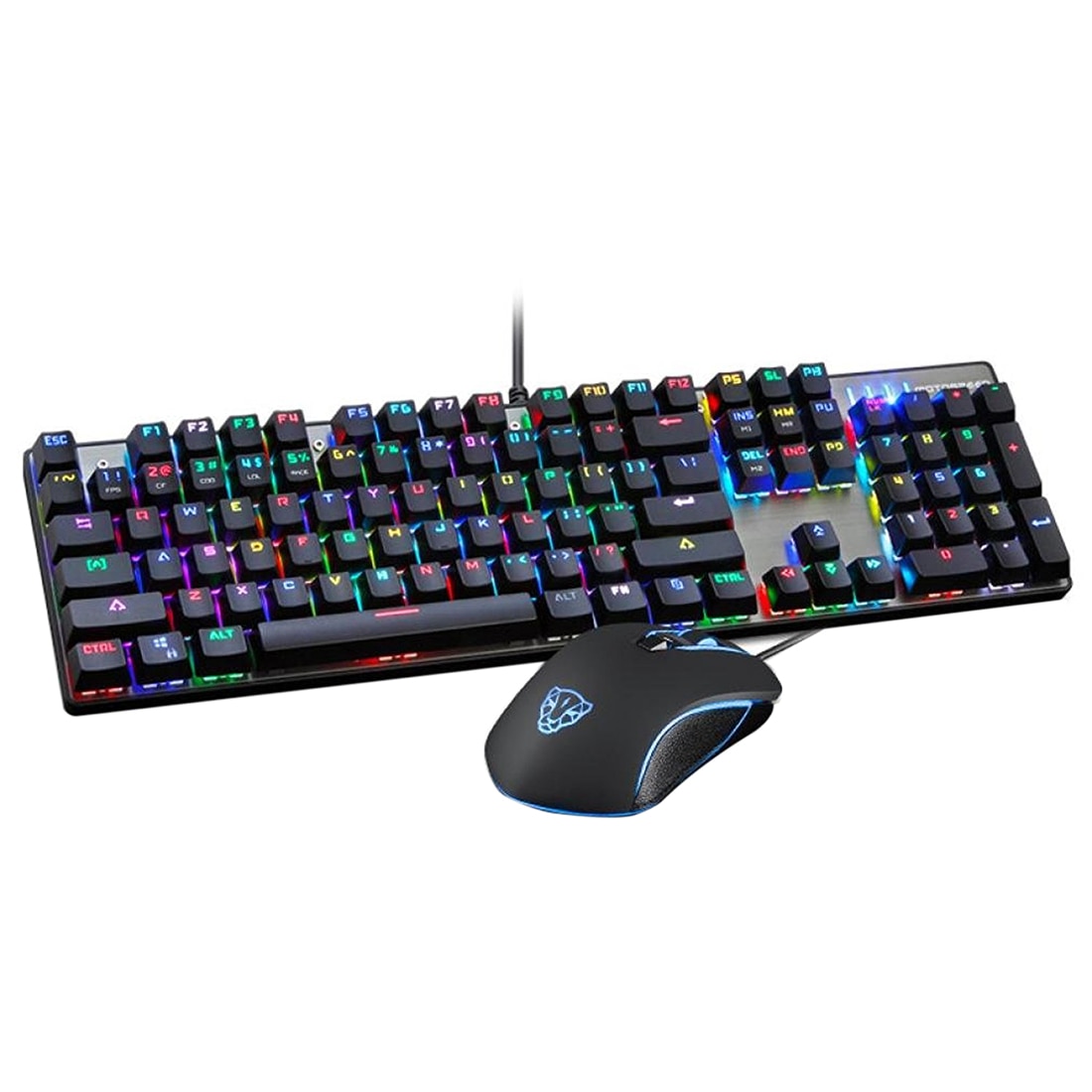 Ensemble clavier et souris de jeu Motospeed CK888 avec rétro-éclairage arc-en-ciel pour bureau