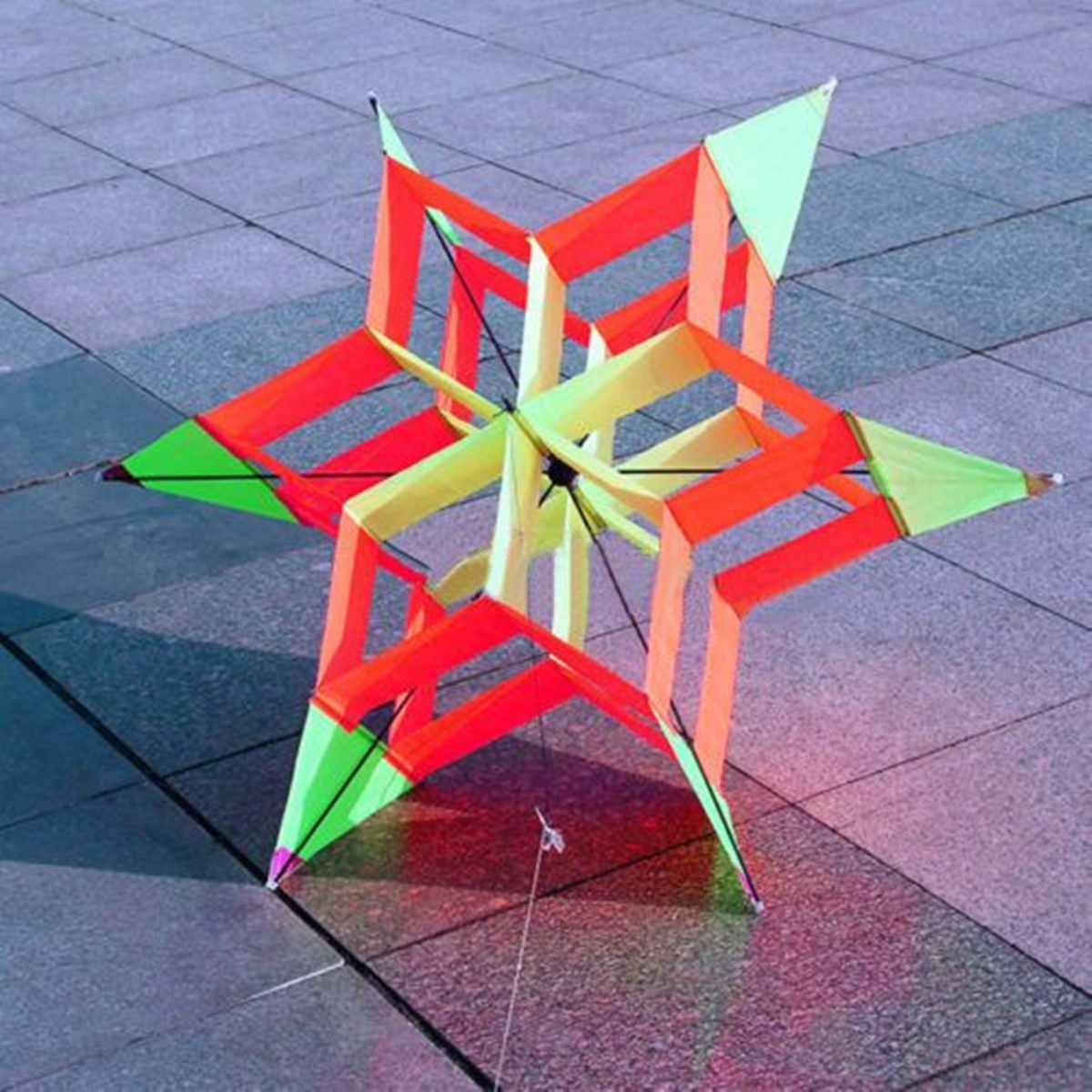 3d colorido hexágono ameixa flor pipa única linha frp voando kite diversão ao ar livre esporte crianças brinquedo fácil voar com conectar vara linha
