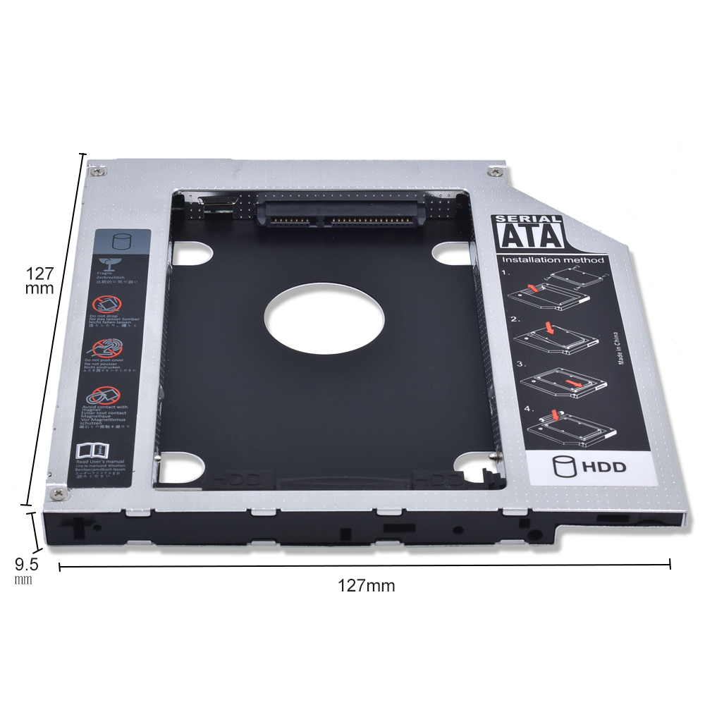 TISHRIC para Notebook CD DVD ODD 2ª HDD Caddy 9,5 12,7mm SATA con indicador LED para 2,5 SSD, carcasa HDD Optibay