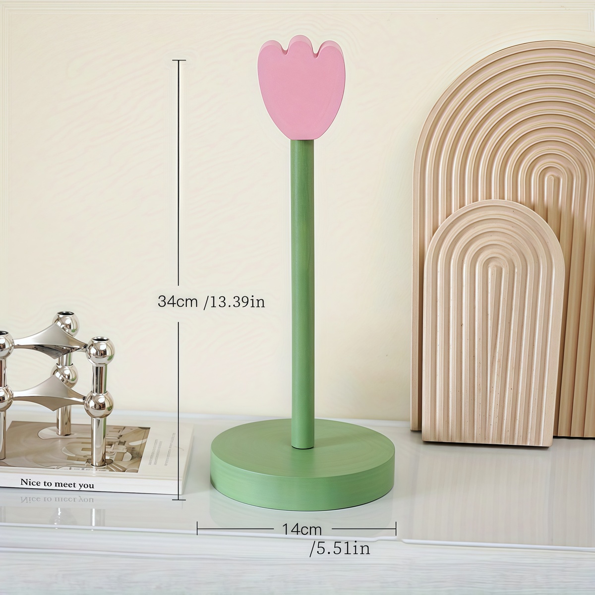 Bathroom Tissue Vertical Stand Paper Towel Storage Holder Wood Paper Towel TulipHolder Kitchen Roll Paper Towel Holder: WHITE