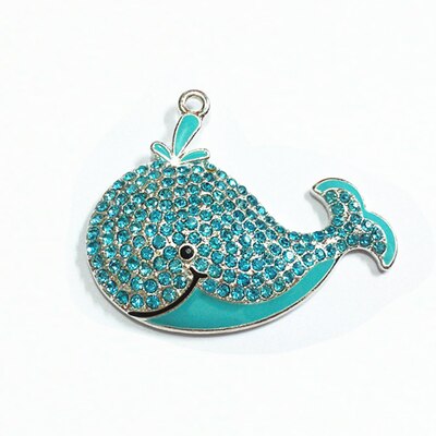 (Escolha a Cor do Primeiro) 50mm * 40mm 10 pçs/lote Baleias Pingentes de Strass: Blue