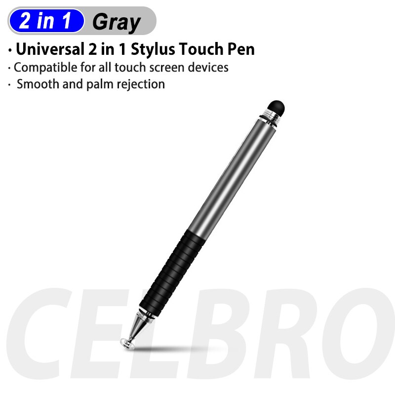 Universal 2 In 1 Stylus Pen Drawing For Tablet Pencil Capacitive Screen Caneta Touch Pen For iPad Pro Smartphone Android Drawing: Grey