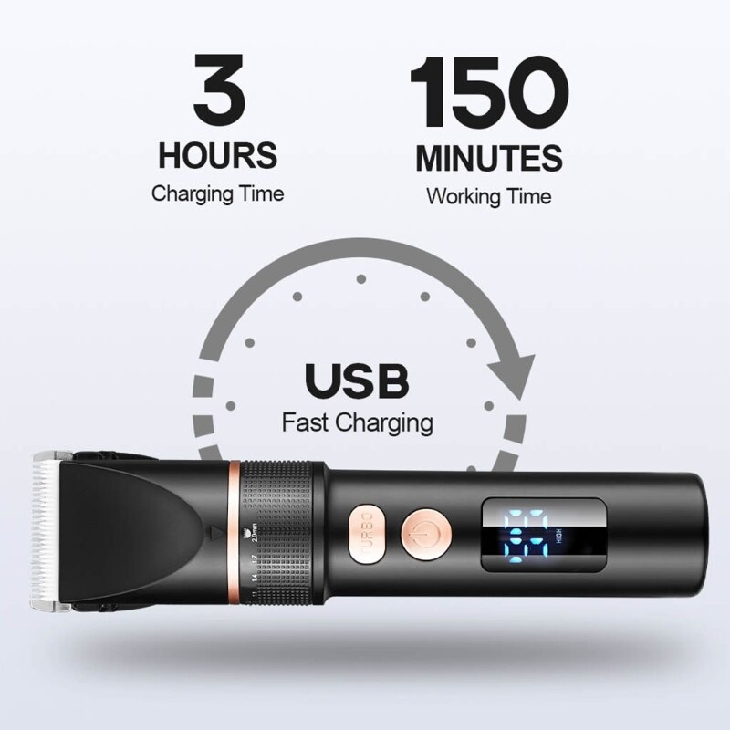 Adjustable Hair Clippers for Men with 6 Guide Combs LED Display Hair Trimmer MOLF