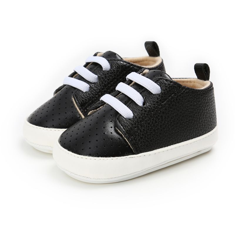 Zapatos informales de PU para bebé, zapatos para primeros pasos, de cuero Pu: Gris rosáceo pálido / 0-6 meses