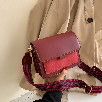Women Shoulder Bag PU Leather Female Brand Totes Female Khaki Crossbody Bag For Women Handbag: winered