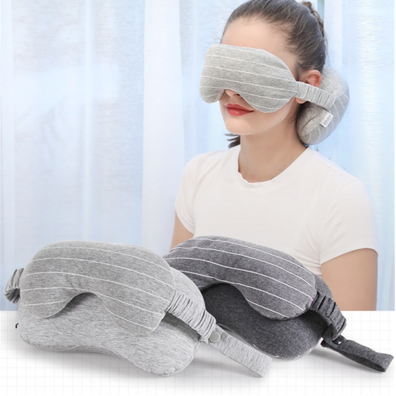 2 in 1 Business Travel Eye Mask Neck Pillow With Handle Portable U-shaped Pillow Eye Shield Comfortable Travel Accessories