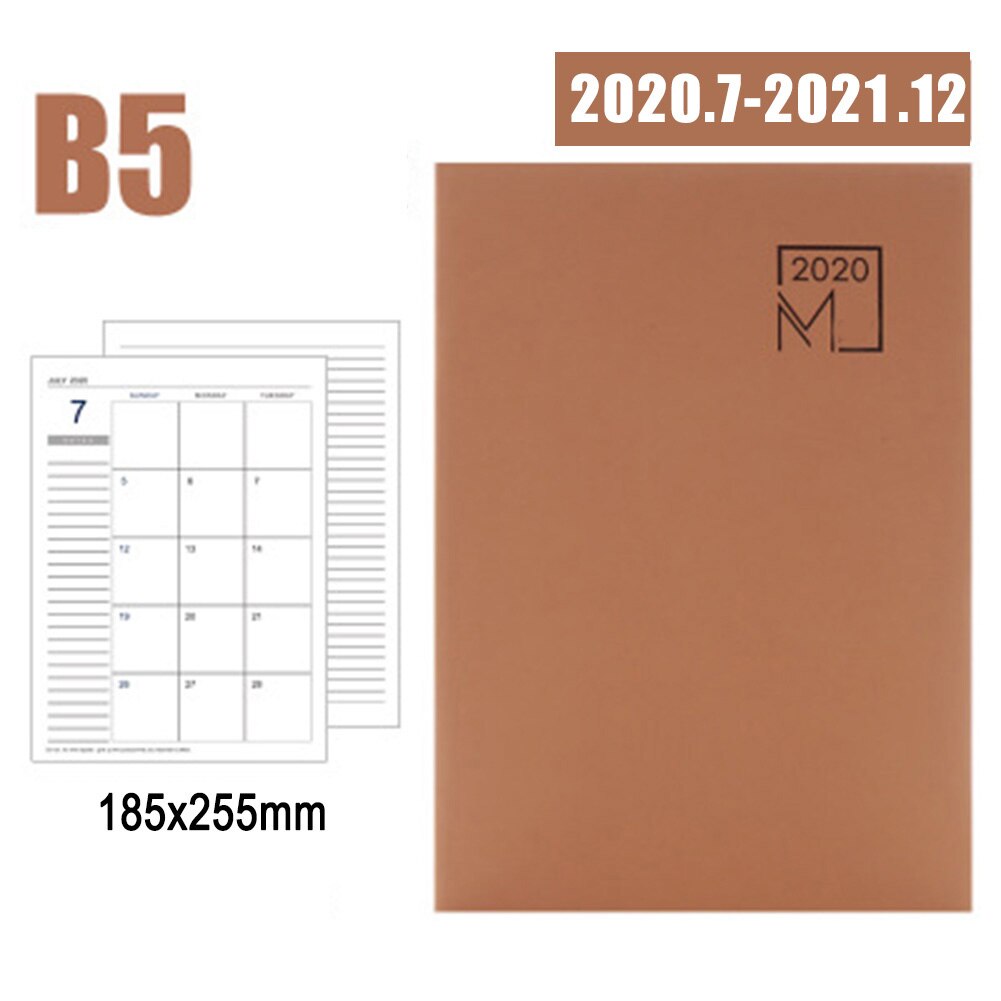 Notebook Agenda Planner Diary Meeting Book Girl School Stationery Monthly Plan Supplies DOM668: Brown