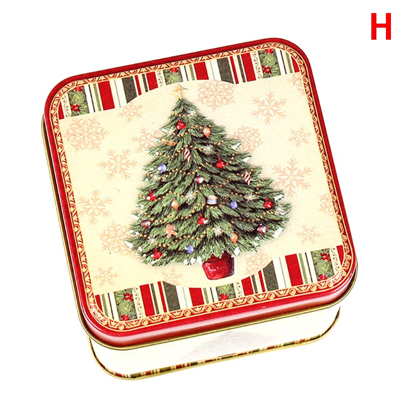 1pc julekasse pakke tin kasse bryllupsfest slik bagning cookies kiks kasse container til xmas holder: H