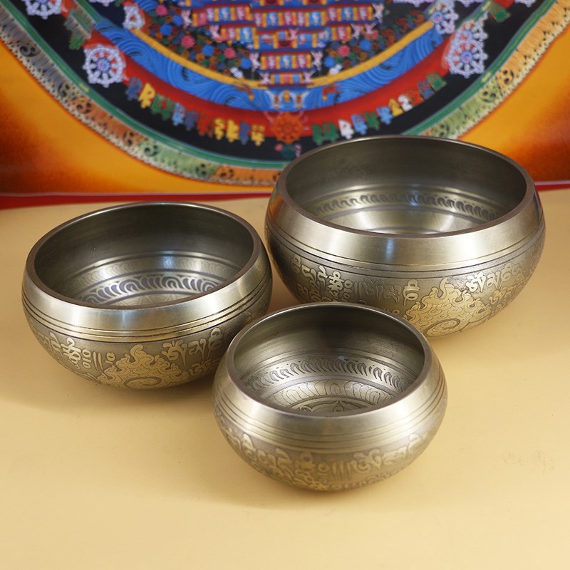 Klankschaal Top Geluid Tibetaanse Bowls Verkoop Heldere Zilveren Boeddhisme Koper India Voor Yoga Ontspanning Meditatie Cn (Oorsprong)