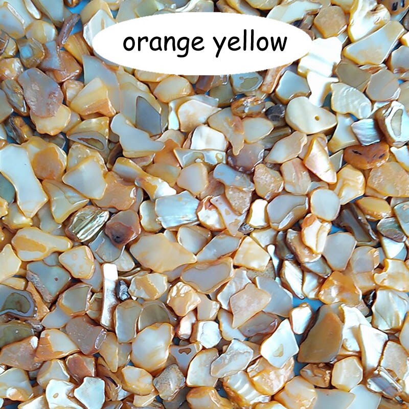 100 g/paquete Material para hacer manualidades uno mismo accesorios de libro de recuerdos decoración del hogar juguete educativo ropa manualidades para coser accesorios Shell Fragmen: orange yellow