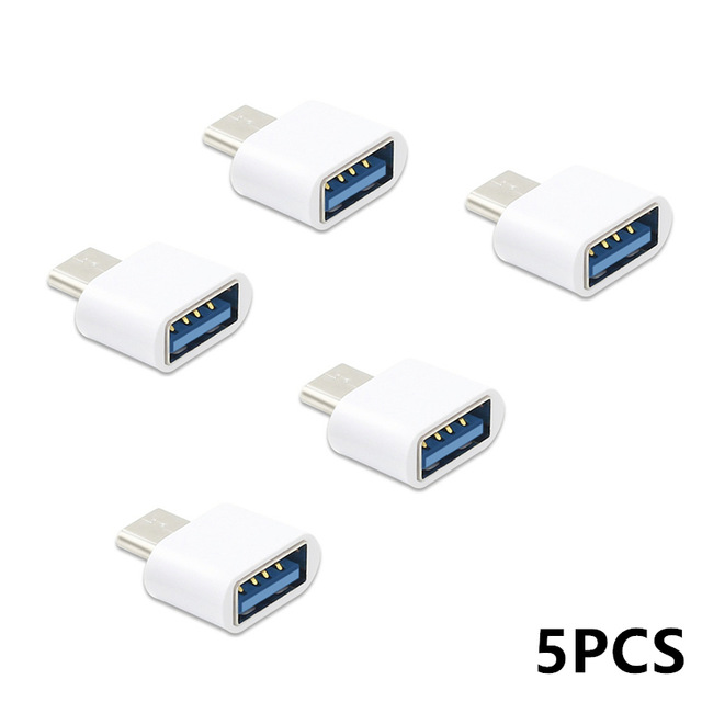 Usb 3.0 Type-C Otg Kabel Adapter Type C Usb-C Otg Converter Voor Telefoon Samsung Muis Toetsenbord usb Schijf Flash: 5PCS White