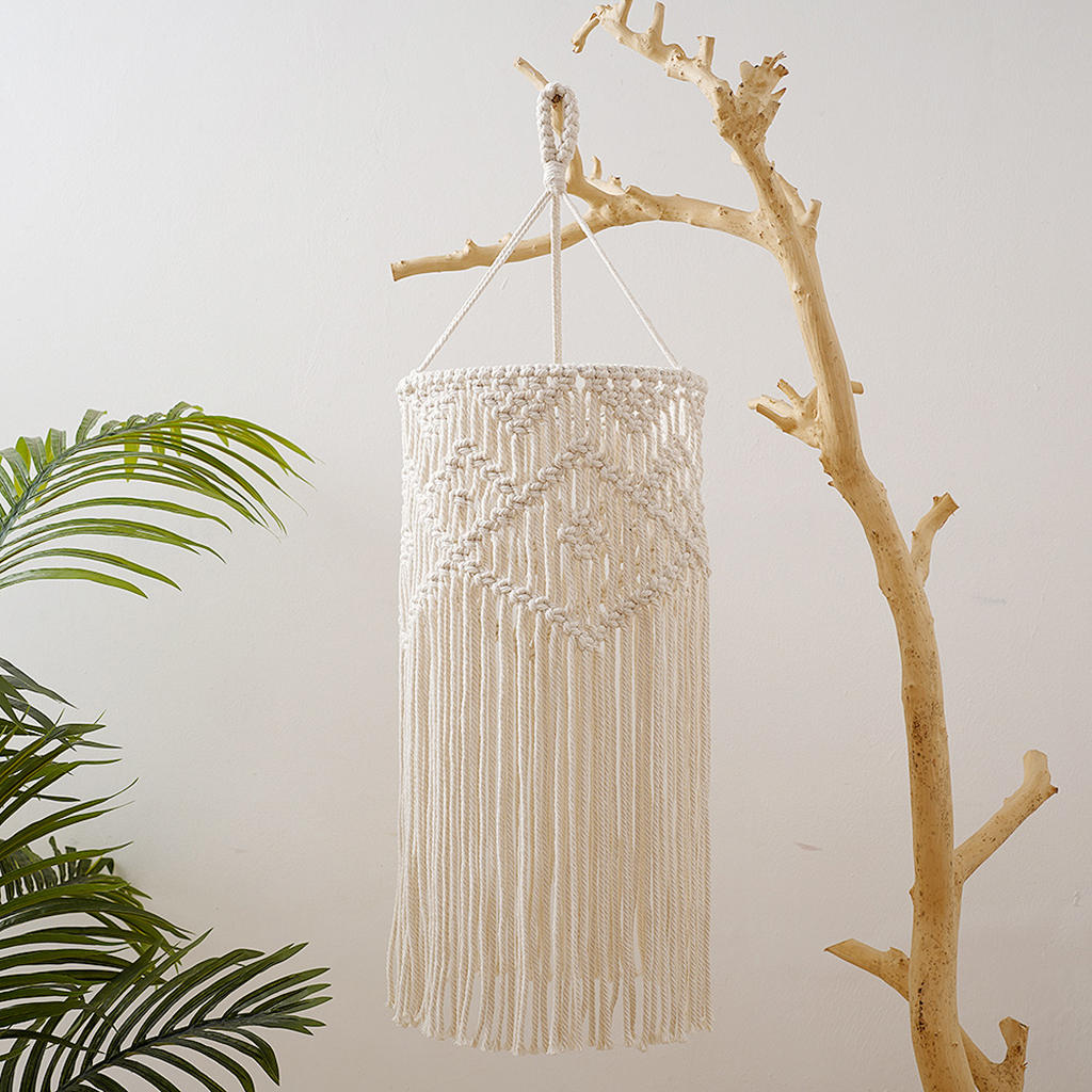 Plafonnier suspendu en macramé avec abat-jour, , luminaire décoratif de plafond