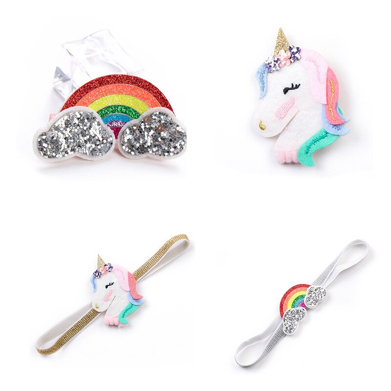 Baby Glitter Metallic Unicorn Hair Clips Girls Rainbow Hairpins For Kids Unicorn Party Hair Accessories: mixed