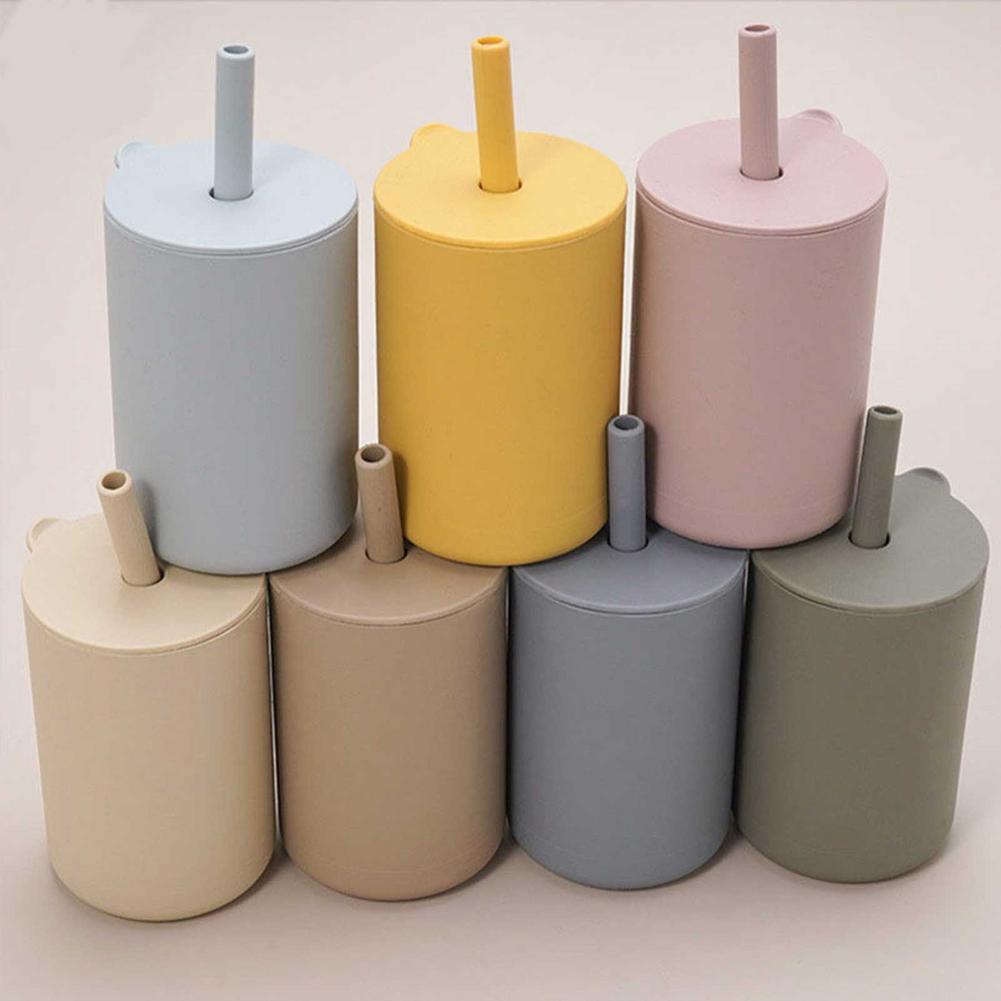 Vasos de silicona para bebé, sin BPA, almacenamiento portátil, envase de aperitivos, taza de alimentación para niños, juegos de tazas de aprendizaje a prueba de fugas