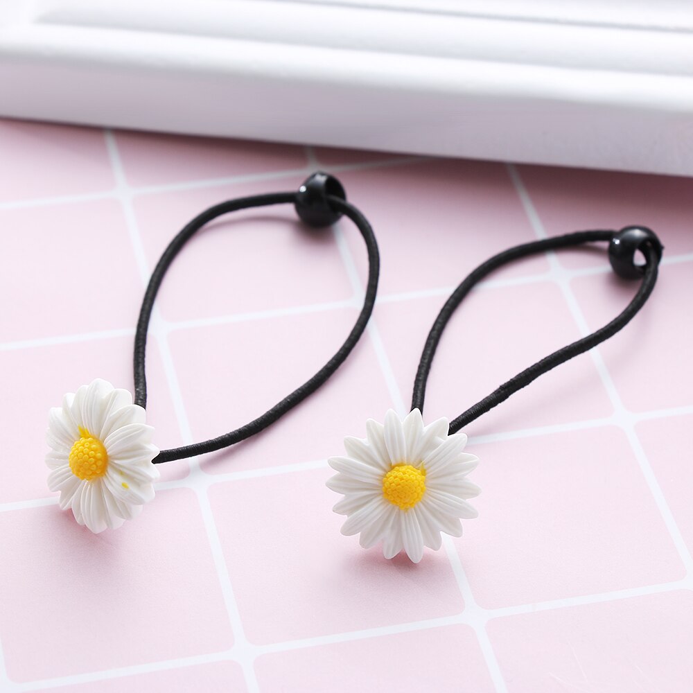 Mini coletero con de margaritas para niña y mujer, accesorio elástico para el cabello, 2 unidades
