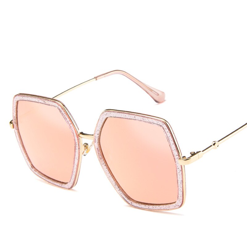 Overdimensionerede firkantede solbriller kvinder luksusmærke vintage solbriller store stel solbriller  uv400: Lyserød