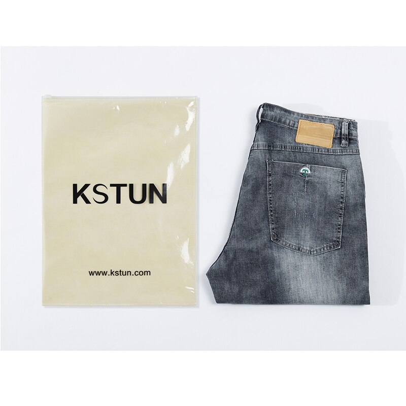 Kstun ripped jeans byxor herr sommar korta jeans grå elastiska slimmade regular fit jeansshorts manliga casual punk rip jeans