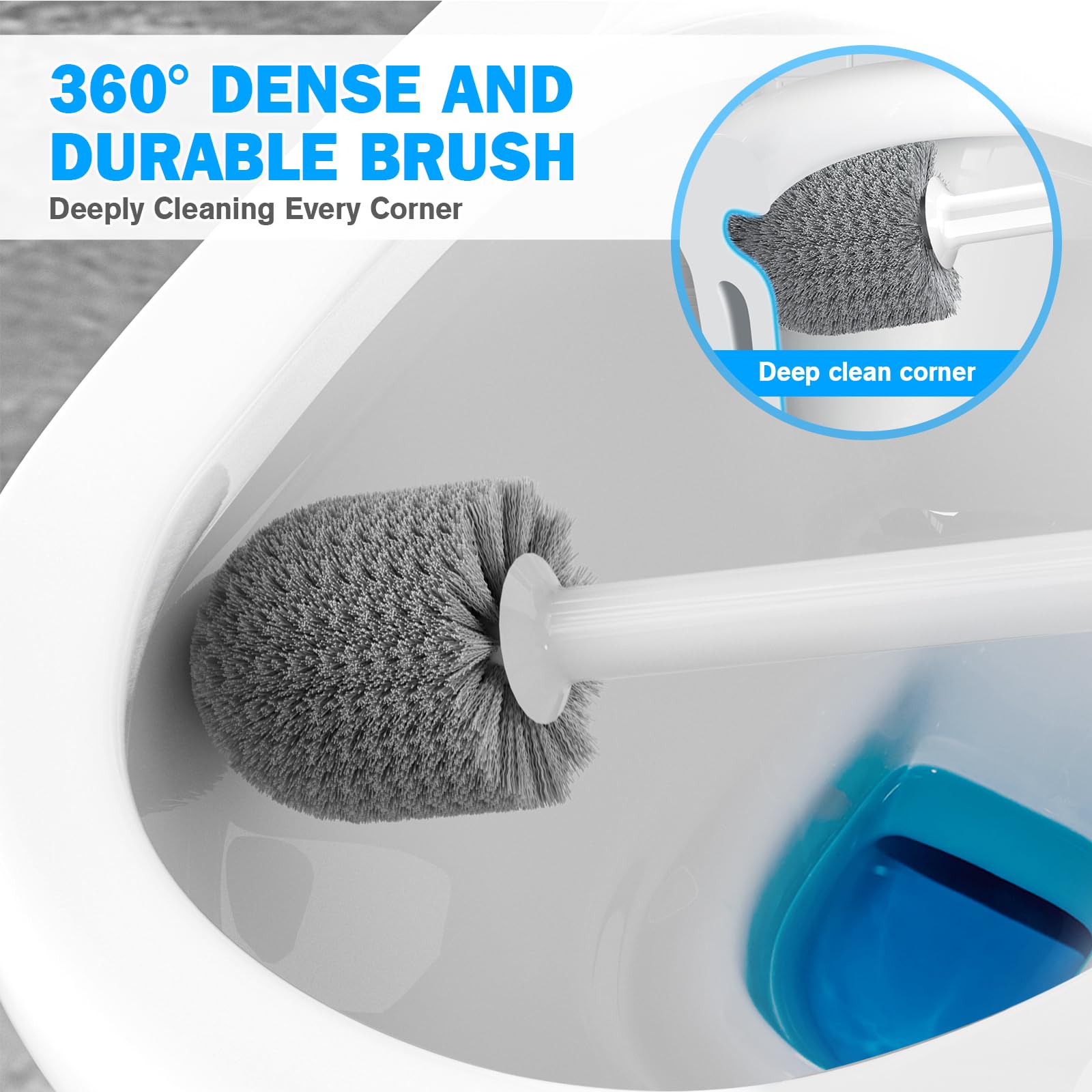 Toiletborstel en ontstopper set , 2 in 1 toiletontstopper voor de badkamer, stevige toiletborstel met houder, verborgen toiletontstopper