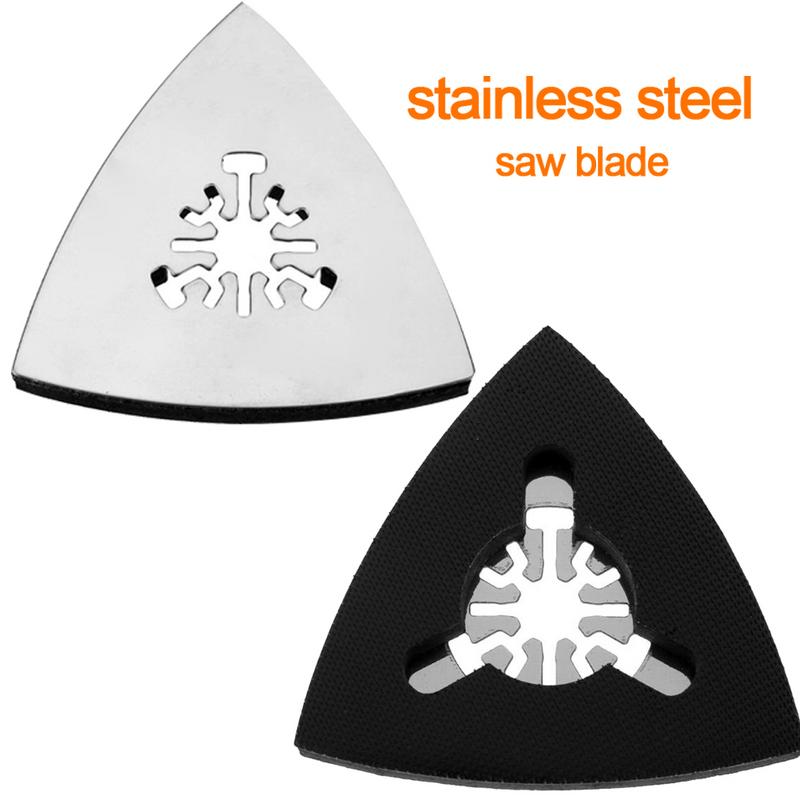 1pcs 80mm Stainless Steel Triangle Sand Tray Shaped Polishing Waste Sanding Pad Saw Blade