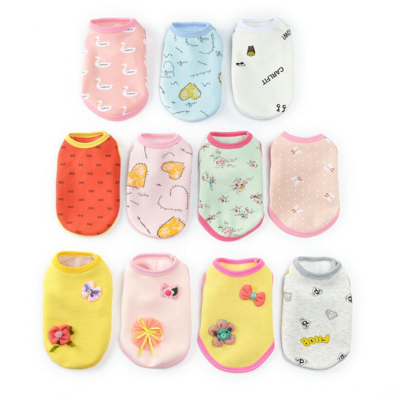 Gilet de chiot de dessin animé de couleur aléatoire vêtements de chien gilet de chat chaud pour petits chiens manteau de chaton chihuahua bouledogue français vêtements pour animaux de compagnie 35