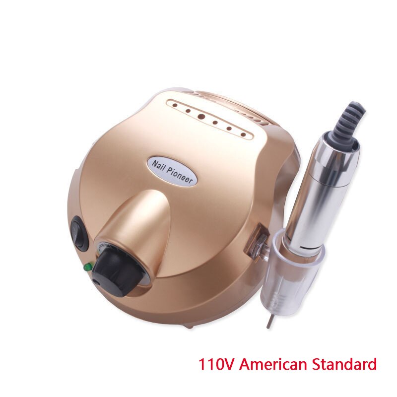 25000 RPM Electric Nail Drill Machine Manicure Nail Drill Bits Set Pedicure Sanding Equipment Miling Cutter File Left Hand Tool: Golden US Plug