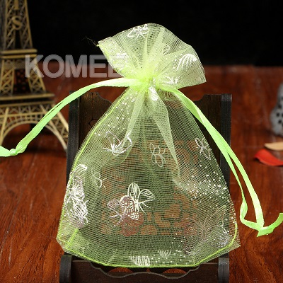 500pcs/lot 11x16cm Butterfly Organza Bags For Christmas Year Wedding Decoration Candy Package Pouches: Light Green