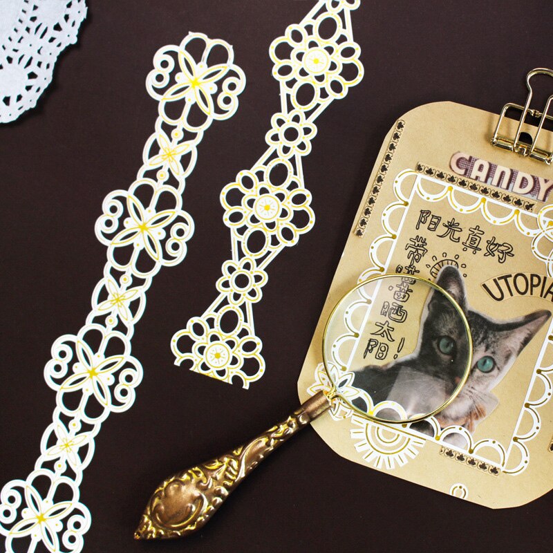 Kant Bloem Washi Tape Voor Diy Folie Decoratieve Kant Tape Voor Journaling Scrapbooking 3.5cmX 1 M/Roll