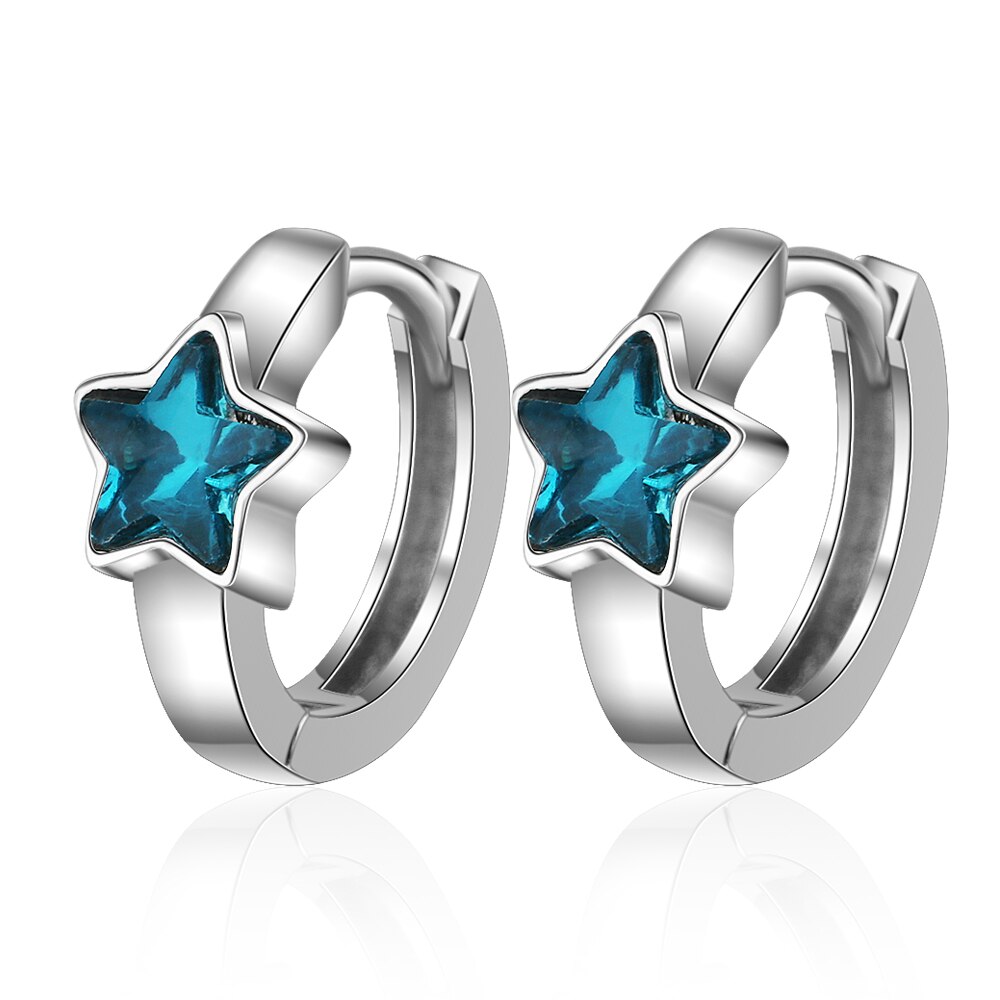 Baby Princess Blue Crystal Zircon orecchino a cerchio a stella carino per bambina ragazza donna bellissimo anello Huggies orecchino corea gioielli Arete