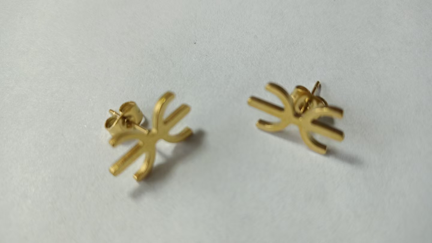 Charms brugerdefinerede afrikanske adinkra symboler vedhæng øreringe til kvinder gye nyame rustfrit stål charme etniske smykker ghanesiske: Sølv / Rød