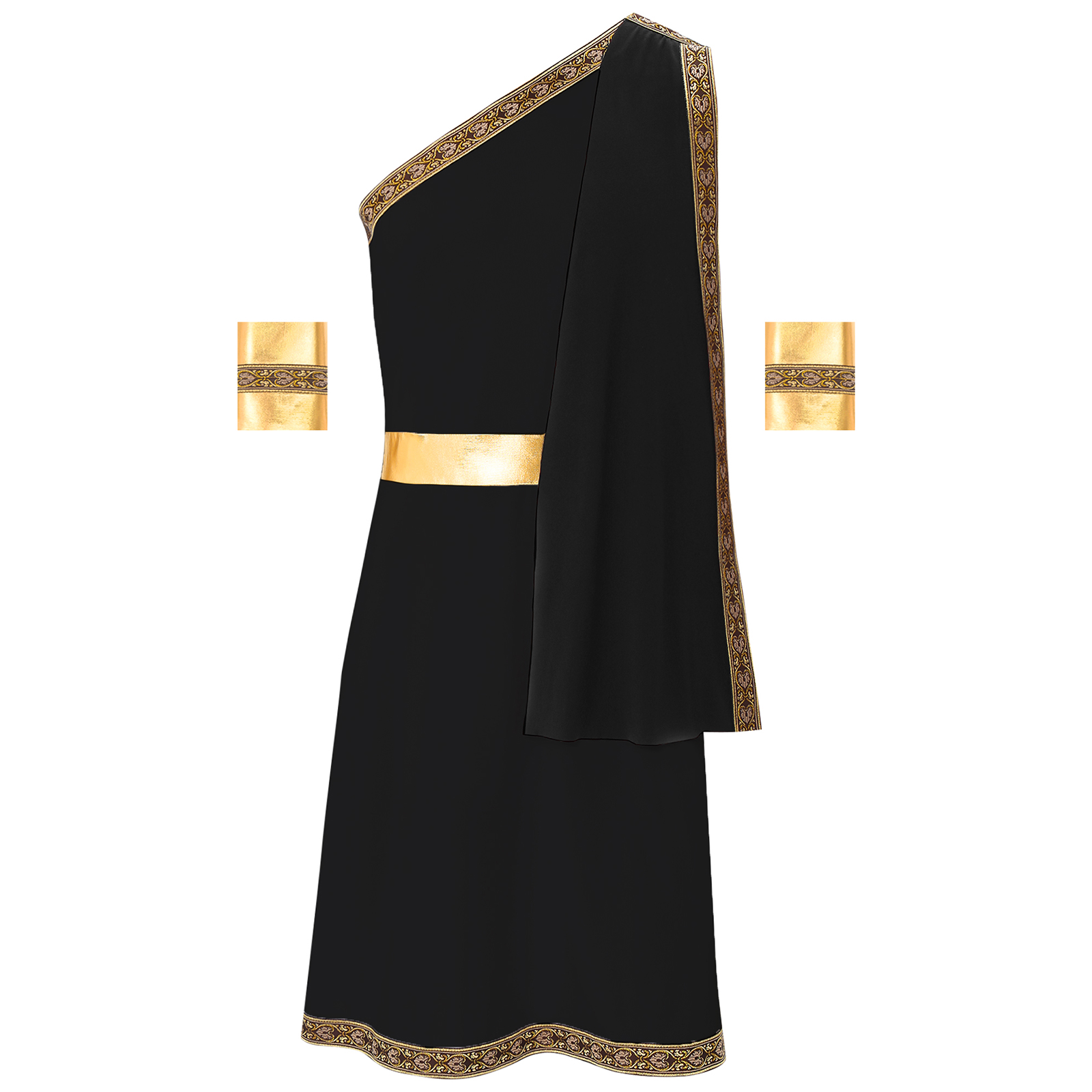 Men's One Strap Toga Costume Ancient Greek Roman Halloween Cosplay Costume Fancy Prom Dress for Carnival Themed Party Dress Up: S