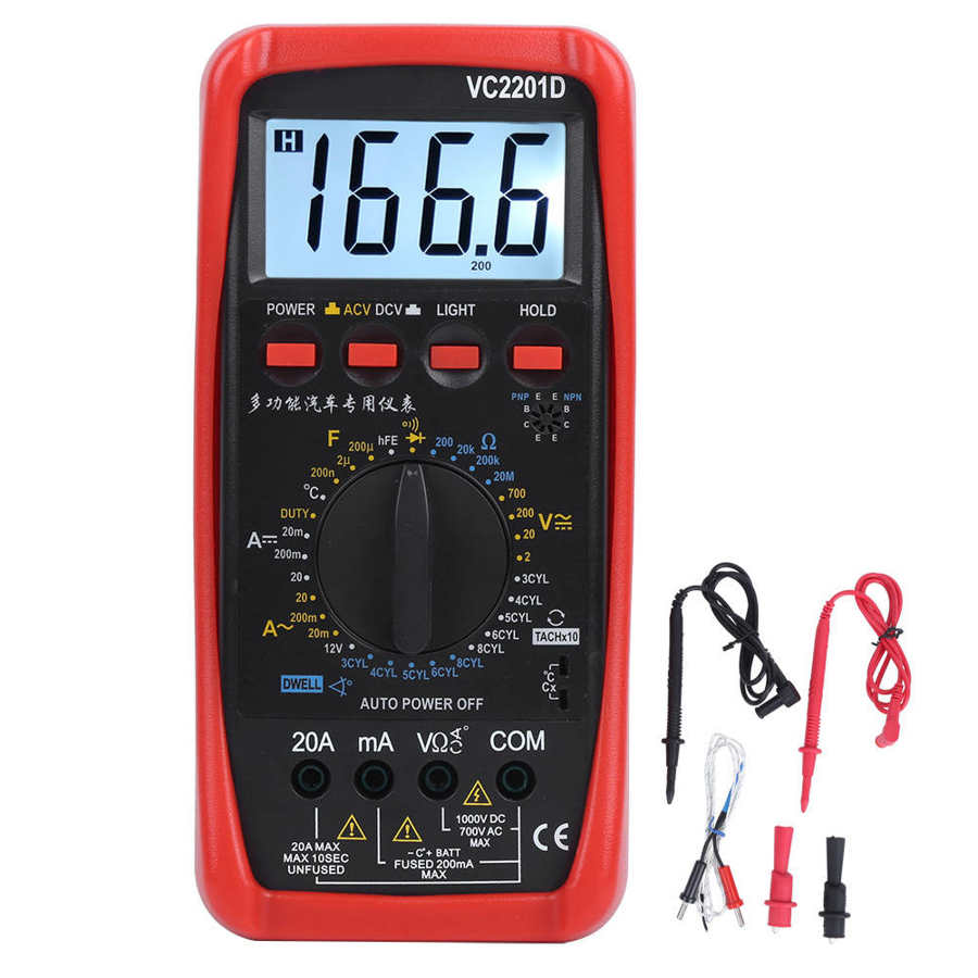 VC2201D compteur de tachymètre automobile portable affichage LCD multimètre numérique accessoires d'entretien de voiture multimètre numérique