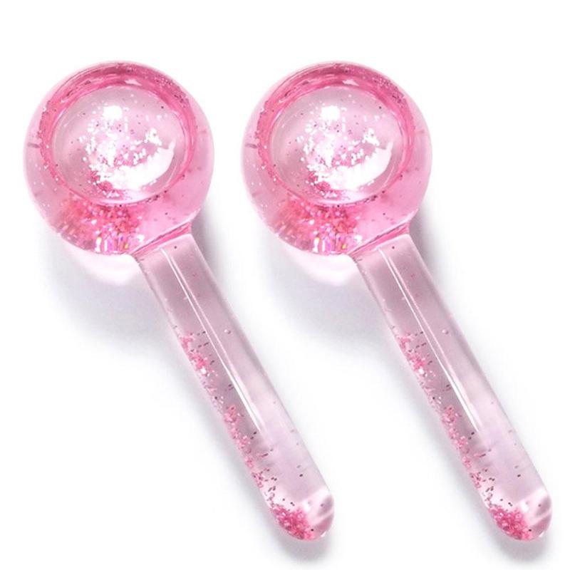 2Pcs Energie Massage Ijs Bal Rimpel Remover Schoonheid Cooling Bal Glas Globes Gezicht Bloedsomloop Crystal Ice Globes