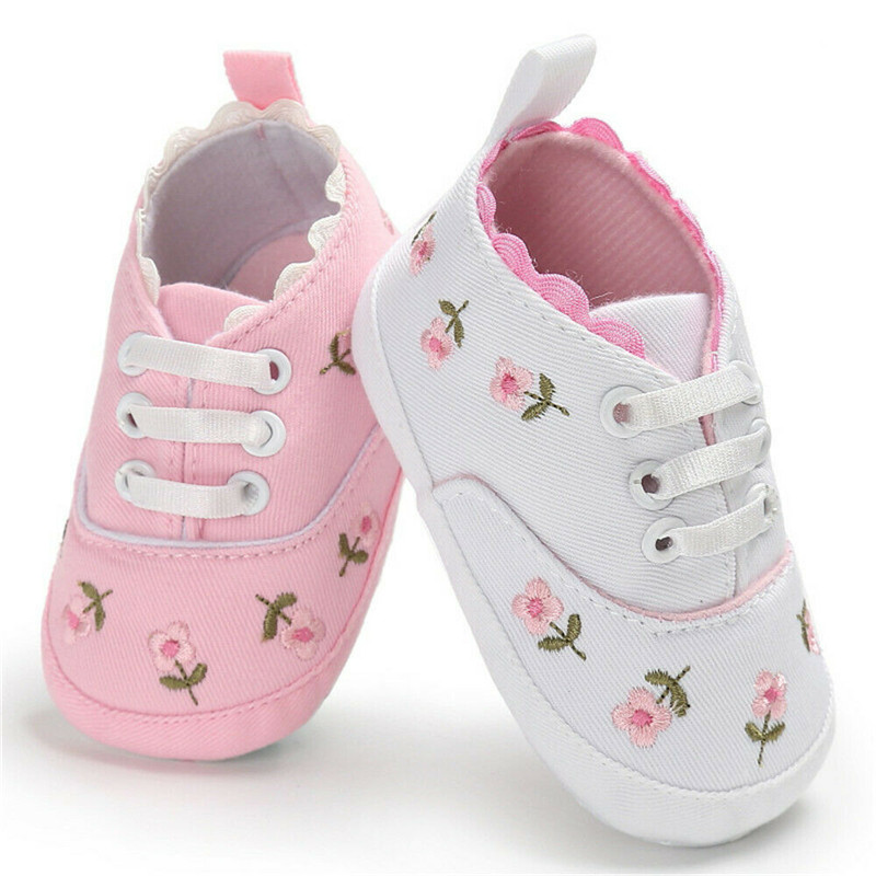 0-18M Baby Shoes Baby Girl Embroidery Flower Soft Sole Crib Shoes Toddler Summer Princess First Walkers Kid Causal Shoes