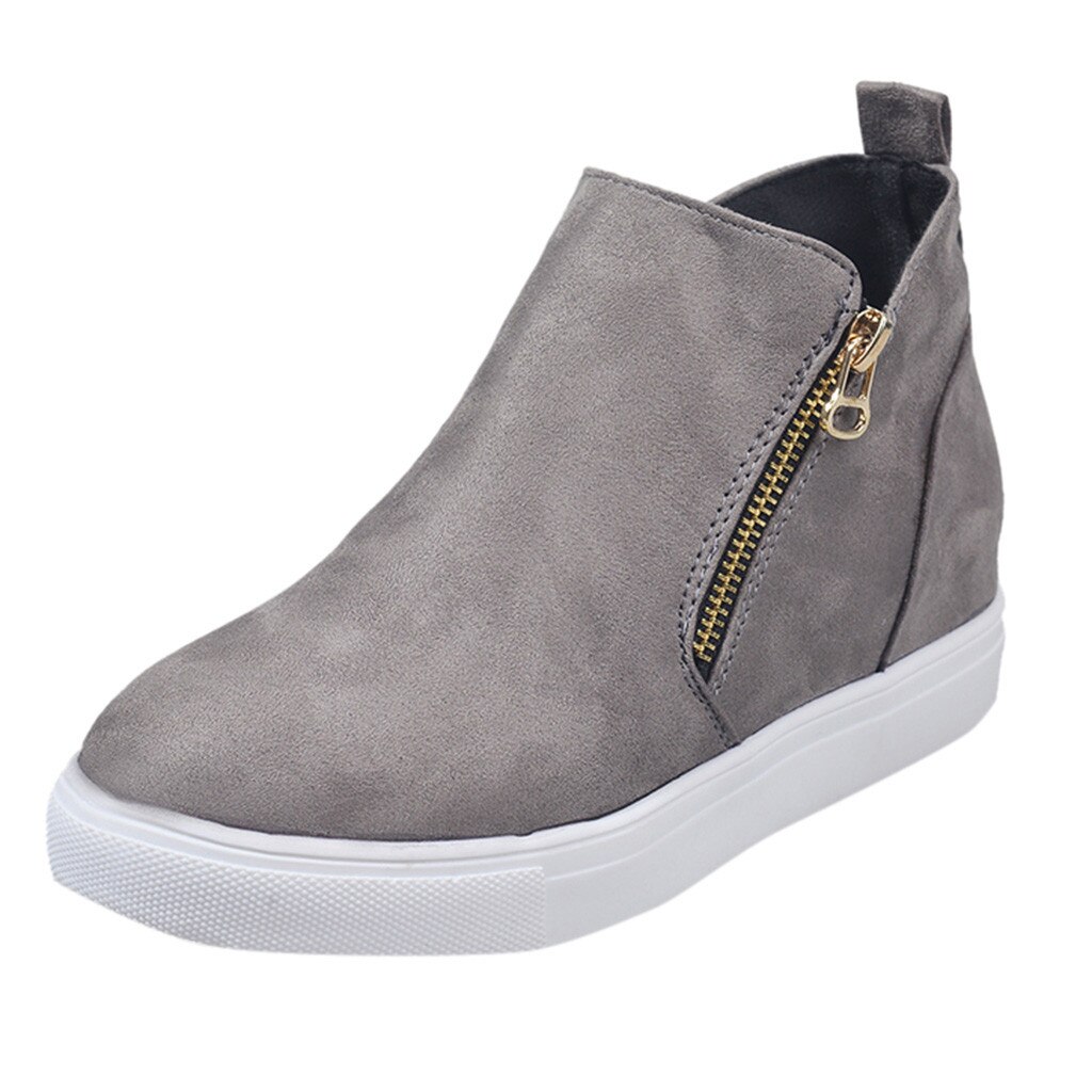 Femmes chaussures plates chaussures à semelles compensées respirant confortable marche bottines chaussures décontractées baskets classique hiver travail chaussures: Gris / 40