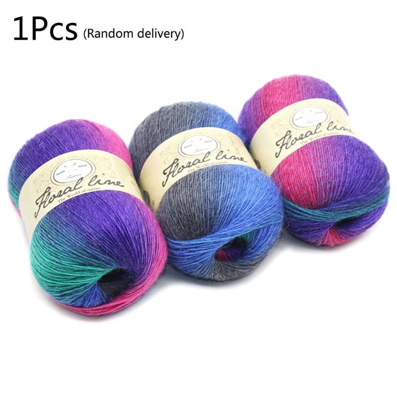 Soft Worsted Yarn Rainbow Gradient Colors DIY Baby Knitting Wool Shawl Scarf Crochet Thread Supplies